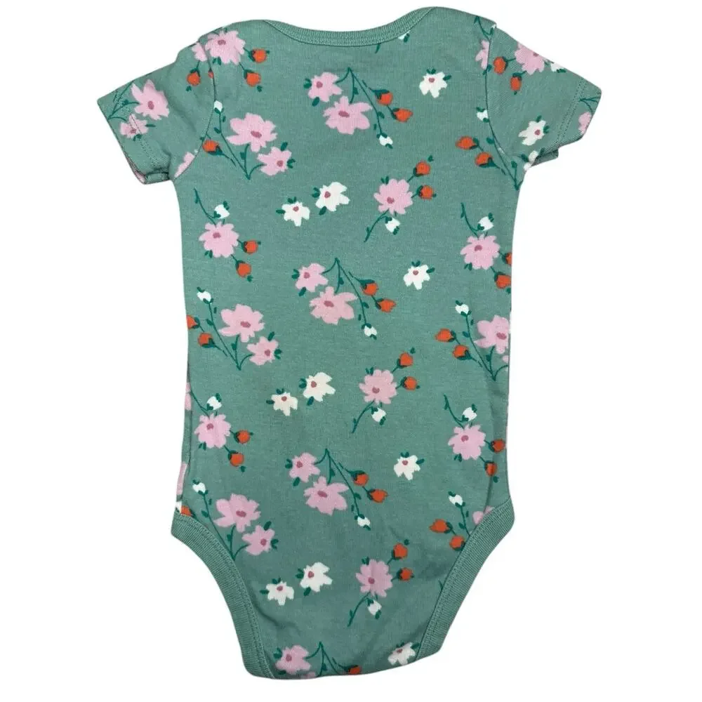 Carters Bodysuit Matching Outfit Baby Girl Flowers Green Purple 6-9 Months
